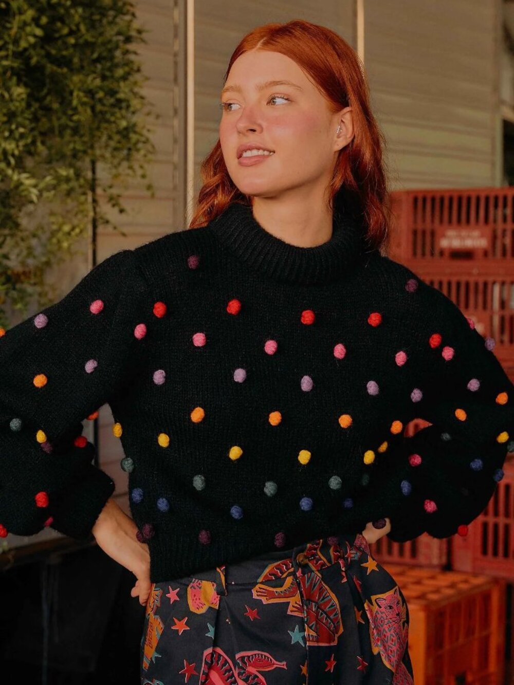 Farm Rio Rainbow Dots Sweater Sz XS EUC